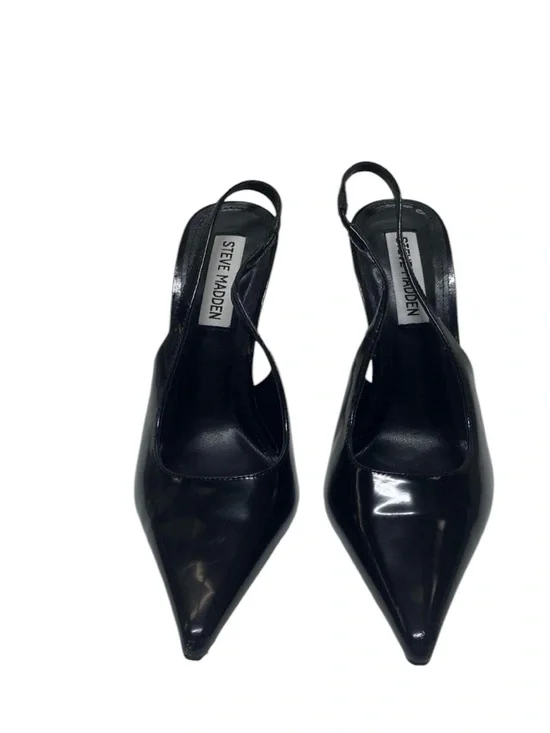 Steve Madden Black Patent Pointed Slingback Heels - Picture 2 of 7